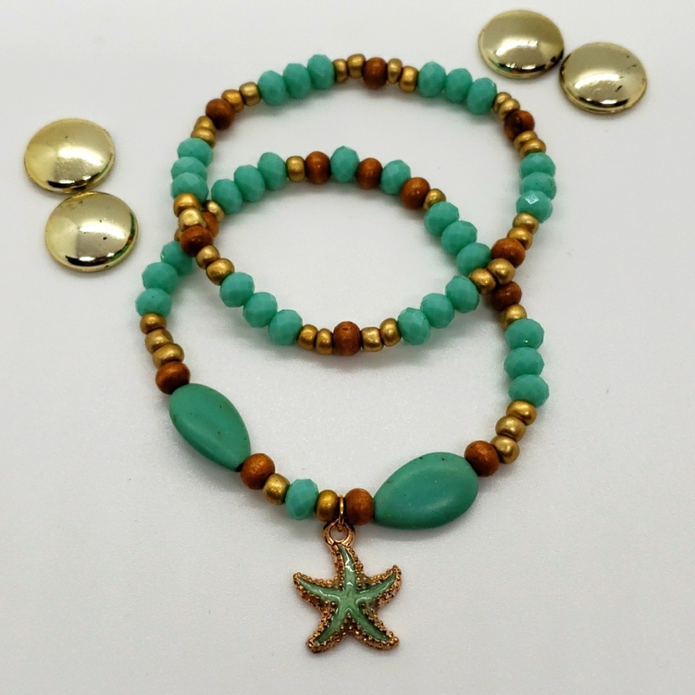 Green Starfish stretch bracelets